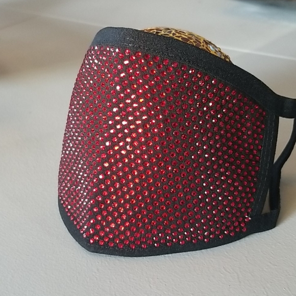 Red Rhinestone Face Cover - Picture 3 of 6